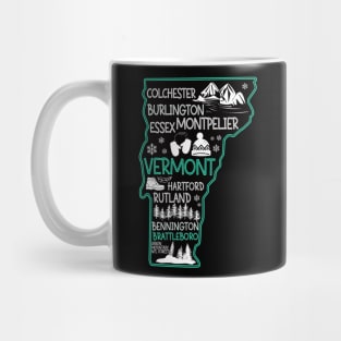 Vermont Brattleboro cute map Rutland Bennington Essex Colchester Hartford Mug